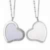 Pendant Necklaces 2pcs Personalized Sliver Color Heart Shape Sublimation Necklace Blanks For Custom Printing