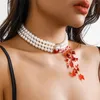 Choker goth kryształowy imitacja Pearl Naszyjnik Kobiety 2023 Trendowe długie frędzle koraliki bransoletka Halloweenowa biżuteria Prezent