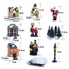 Julekorationer 10 PCS Set Ornament Glowing Cottage Luminous Cabin Santa Claus Small House Village Building Decor for Kids G193y