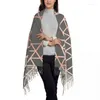 Ethnic Clothing Fashion Rose Gold And Gray Geometric Pattern Tassel Scarf Women Winter Fall Warm Shawls Wraps Female Abstract Scarves