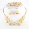 Set di gioielli da sposa africani Dubai Moda placcato oro 18 carati Morning Glory Collana di cristallo Bracciale Anello Orecchini Set298V