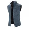 Mäns västar Autumn/Winter Waistcoat Plus Velvet Thicken Size Slim Mens tröja väst ärmlös stickad