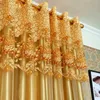 Rideau de luxe pur doré rideaux occultants Jacquard ombrage fenêtre cantonnière pour salon chambre décoration personnalisée 231211