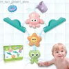 Badleksaker Baby Bath Toy Bath Room Water Spray Giraffe Suit Summer Fishing Flowing Water Summer Bath Toys Q231212