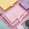 Notepads Macaron Color A5 A6 6 Ring Binder PU Clip-on Notebook Leather Loose Leaf Notebook Cover Notebooks Journal Kawaii Stationery 231212