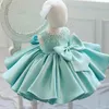 Girl s Dresses Baby s First Year Dress Princess Birthday Puffy Flower Boy Korean Edition Satin Children s Host Evening 231211