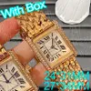 Luxury Women Watch Designer Fashion Quartz Square Watches His and Her Watch Vintage Tank Watches Diamond Gold Platinum Rectangle Watch rostfritt stål gåvor