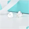 Stud S925 Sterling Sier Sweet Heart Designer Stud Pendientes para mujeres Marca de lujo Letras Lindo Ol Compromiso Anillos de oreja asimétricos Ea Dhvag