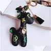 Porte-clés en cuir Designer Porte-clés Pu Animal Pendentif Sac Charms Porte-clés Mignon Mode Cadeau Bijoux Accessoires Bande Dessinée Girafe Chaînes Dhj23