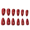 Falsas Nails 24pcs Aurora Long Almond Manicura Falso Glitter Set Press On Año Rojo Puntas de uñas extraíbles