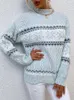 Suéteres masculinos Natal gola alta floco de neve malha solta mulheres suéter inverno moda quente pulôver suéteres casual senhora chique all-match jumper 231212