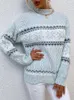 Herrtröjor jul turtleneck snöflinga stickade löst kvinnor tröja vinter mode varma pullover tröjor casual lady chic all-match jumper 231212