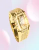 MEN039S RING STORLEK 13 ICED ut Micro Paled 18K Yellow Gold Filled Classic Handsome Män Finger Band Wedding Engagement Jewelry GI8860942