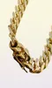 Mens 18k Gold Plated 12mm Miami Heavy Cuban Link Chain Rostfritt stål 24 tum6465273