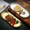 Pratos bandeja de vaidade de jóias elegante nórdico conjunto de aço inoxidável para cozinha banheiro forma oval sobremesa dispensadores de sabão