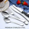 Cookware Sets 24Piece Flatware Set with Steak Knives Stainless Steel Silverware Cutlery Service for 4 Tableware Eating Utensils 231211