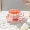 Muggar 240 ml Petal Ceramic Cup Coffee and Saucer Afternoon Tea Cups Milk Mug Teacup Drinkware 231211