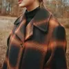 Women's Wool Blends Women Autumn Winter Classical Single Breasted Plaid Long Coat Female Casual Loose Coat Vintage Women's Lapel Overcoat Streetwear 231211