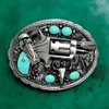 Boucle de ceinture en perles Turquoise pour hommes et femmes, 1 pièce, Cowboy occidental rétro, adapté aux ceintures en jean de 4cm de large, Head242t