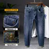 Jeans masculinos designer jeans primavera homens nova china-chique bordado estampagem luz luxo moda ligeiramente larga pequena perna reta calças jeans lae8