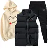 Survêtements pour hommes hommes femmes hiver ensemble polaire sweats à capuche pantalons de survêtement gilet 3 pièces automne mâle survêtement décontracté vêtements d'extérieur