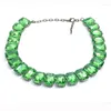 Collier ras du cou en cuivre pavé pour hommes et femmes, chaîne à maillons carrés en cristal, blanc, bleu, vert, bavoir de Banquet, vente en gros