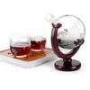 Whiskey Decanter Globe Wine Glass Set Sailboat Skull Inside Crystal Whisky Carafe with Fine Wood Stand Liquor Decanter for Vodka Y252j