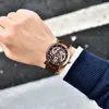Relógios de pulso Benyar 2023 Relógio mecânico oco masculino à prova d'água para homem endurecido vidro espelho pulseira de couro reloj para hombre