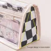 Transparent Pencil Case Checkerboard Pen Bag Large Capacity Stationery Pouch Storage For Office School Student Travel Supplies