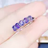 Pierścienie klastra Naturalny prawdziwy niebieski tanzanit pierścień na biżuterię owalny mały styl 0,2ct 5pcs kamień szlachetny 925 Srebrny srebrny J238237