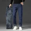 Herren Jeans 2024 Neue Winter Herren Warme Slim Jeans Verdickte Stretch Fleece Gerade Wolle Jeans Schwarz Blau Business Casual Mode Hosen Q231213