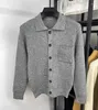 Men's Sweaters Autumn And Winter Waffle Knitted Cardigan Lapel Pocket Korean Version Sweater Casual Solid Color Jacket