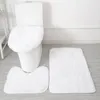 Carpets 3pcs/set Plush Bathroom Bath Mat Set Anti Slip Toilet Rugs and Toilet Lid Cover Soft Fluff Shower Carpet Floor Mats for Bathroom 231212