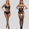 Combinaison Sexy en résille pour femmes, en Nylon, entrejambe ouvert, bas de corps, Lingerie ajourée, Costumes, sous-vêtements Pamas, ensemble catsuit sexy