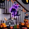 Dekoracje świąteczne Halloween Dekoracja Halloween wieńca nietoperza czarne wieńce gałęzi z światłem LED 45 cm wieńc