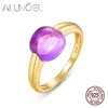 Allnoel Solid 925 Sterling Silver Candy Rings Gift for Christmas Synthetic Amethyst Citrine Green Amethyst Blue Crystal263y