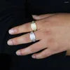 Pierścionki ślubne duży prostokąt z mikro cyrkonem Pierścień palca Parbe Lśniąca 5a Cuubic Gold Kolor PlATED KOBLATOWE MĘŻCZYZNIE MĘŻCZYZNA BIZDY