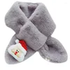 Scarves Children Kids Christmas Plush For Cross Collar Scarf Cartoon Stuffed Tree Elk Santa Neckerchief Holiday Windproof Neck