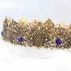 Klipy do włosów 18 cm królewskie okrągłe czarne tiary mężczyźni Czerwony Rhinestone Big Medieval Crowns Boys Witch Contract Costume European European Headpiece