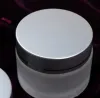 atacado 5g 10g 15g 20g 30g 50g Garrafas de vidro fosco frasco cosmético vazio creme facial recipiente de armazenamento de bálsamo labial garrafa de amostra recarregável com tampas de prata