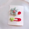 Hårtillbehör 2023 Fashion Children's Candy Color Love Duckbill Clip Korean Sweet Girl Fabric Flower Hairpin Headwear