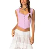 Women's Tanks Women Y2k Lace Trim Tank Crop Tops Low Cut Button Down Open Back Fairy Cami Going Out