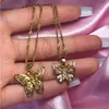 Pendant Necklaces Gold Color Stainless Steel Stylish Butterfly Necklace Lovely Animal Metal Chain Choker Woman Man Jewelry Mother's Day 231212