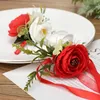 Broches de mariage européen, broche florale, Corsage du marié, poignet de la mariée, fil de fleur, laçage, tissu Rose artificiel jubilant