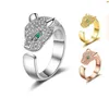 3 piezas lotes noble 925 incrustaciones de plata diamante cabeza de leopardo men039s anillo ipen size1158780