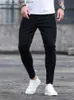 Herrenjeans, schwarze Jeans für Männer, Baumwolle, dehnbar, Röhrenjeans, hochwertige Hip-Hop-Volltonfarbe, schmale Übergröße, Denim-Bleistifthose, Streetwear, Q231213