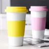Tasse en céramique anti-repassage en Silicone, tasses en céramique avec couvercles pour café, lait, thé, bouteilles d'eau, pour la maison et la voiture