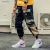 Herrenhosen Joggers Cargohose für Männer Casual Hip Hop Hit Color Pockethose Jogginghose Streetwear Ribbons Tech Wear Pantl231222