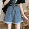 Jeans pour femmes Été Femmes Denim Shorts Vintage Y2K Super Pantalon Rétro Lâche Taille Haute Jambe Large Jean D'entraînement Avec Poches