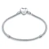 17-21cm 925 silverarmband kärlek runda pärla ormkedja armband fit pando charm pärla diy smycken tillverkning